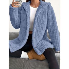 Hooded Loose Plush Coat Women's Regular Sleeve (Option: Blue-M)