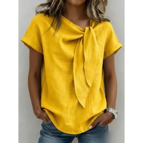 Women's Summer Short Sleeve Casual T-Shirt - Cotton Blend Lightweight Everyday Top For Daily Wear (Option: Yellow-M)