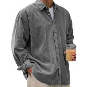 Casual Loose Men's Autumn And Winter Thick Shirt Jacket (Option: Gray-M)