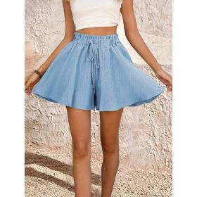 Women's Summer Solid Color Shorts Pantskirt (Option: Sky Blue-M)