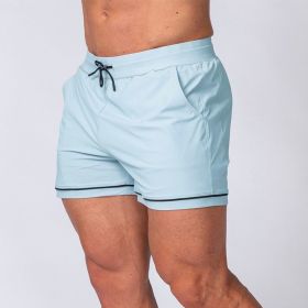Fitness Quick-drying Sport Running Training Outdoor Beach Shorts (Option: Light Blue-L)