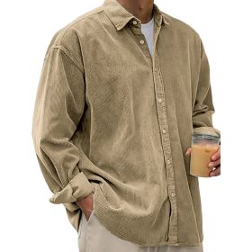 Casual Loose Men's Autumn And Winter Thick Shirt Jacket (Option: Khaki-M)