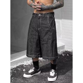 Mens Loose-Fit Summer Denim Shorts In The American West Coast Style (Option: Black-M)