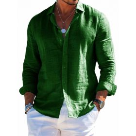 Men's Long Sleeve Shirt Casual Loose Lapel Button Top Solid Color Plus Size Blouse Clothing (Option: SF9068-M)