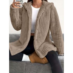 Hooded Loose Plush Coat Women's Regular Sleeve (Option: Camel-M)