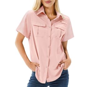 Multi-pocket Breathable UV-protective Lightweight Outdoor Shirt (Option: Pink-M)