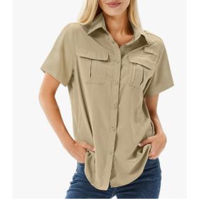 Multi-pocket Breathable UV-protective Lightweight Outdoor Shirt (Option: Mud Yellow-M)