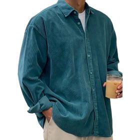 Casual Loose Men's Autumn And Winter Thick Shirt Jacket (Option: Peacock Green-M)