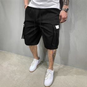 Men's Summer Korean Style Trendy Sports Casual Shorts (Option: L-Black)