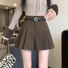 Women's Wool High Waisted Pants (Option: Brown-XL)