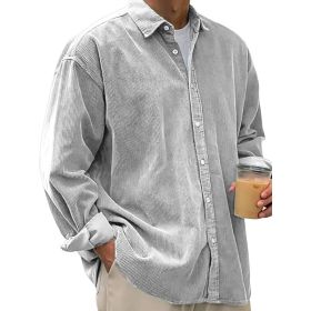 Casual Loose Men's Autumn And Winter Thick Shirt Jacket (Option: Light Gray-3XL)