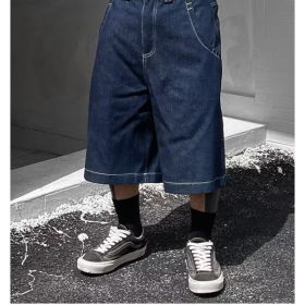 Mens Loose-Fit Summer Denim Shorts In The American West Coast Style (Option: Blue-L)