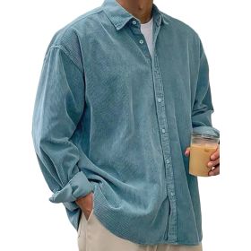 Casual Loose Men's Autumn And Winter Thick Shirt Jacket (Option: Blue-L)