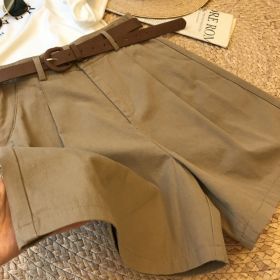 Womens Relaxed Versatile High-waisted Workwear Wide-leg Pants (Option: Khaki-L)
