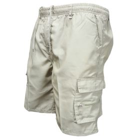 Men's Casual Working Pants Shorts Loose Summer Outdoor Workout Pants (Option: Beige-L)