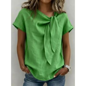 Women's Summer Short Sleeve Casual T-Shirt - Cotton Blend Lightweight Everyday Top For Daily Wear (Option: Green-L)