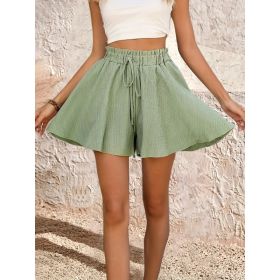 Women's Summer Solid Color Shorts Pantskirt (Option: Olive Green-XL)