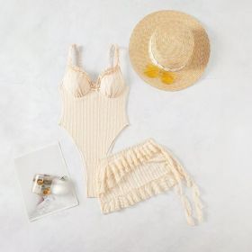 Ladies' Skirts And Jumpsuit Swimwear (Option: Milky White-S)