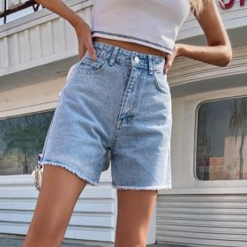 High Waist Loose Casual Women's Denim Shorts (Option: Light Blue-XL)