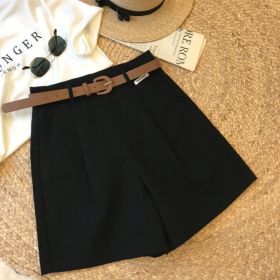 Womens Relaxed Versatile High-waisted Workwear Wide-leg Pants (Option: Black-L)
