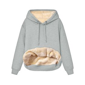 Warm Berber Fleece Pocket Hooded Sweatshirt Coat (Option: Light Gray-L)