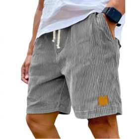 Vintage Embroidered Corduroy Fashion Lace-up Casual Shorts (Option: XL-Gray)