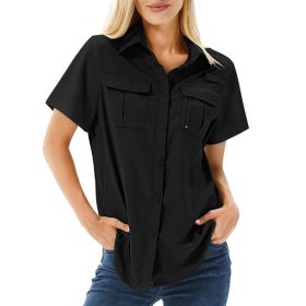 Multi-pocket Breathable UV-protective Lightweight Outdoor Shirt (Option: Black-XXL)