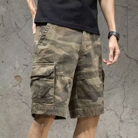 Summer Loose Five Points Casual Camouflage Workwear Shorts Men (Option: Khaki-3XL)