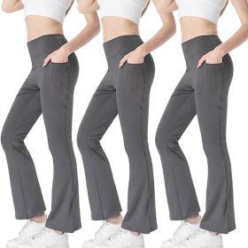 Ladies Mid Waist Abdominal-shaping Slimming Cropped Pants Casual Pocket Bootcut Trousers (Option: SetC-S)