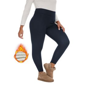 Fleece-lined Women's Warm Winter Thick Leggings (Option: Navy Blue-3XL)