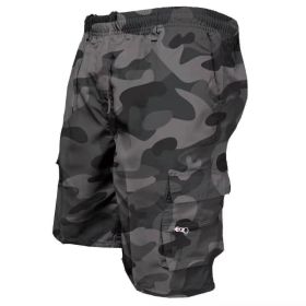 Men's Casual Working Pants Shorts Loose Summer Outdoor Workout Pants (Option: Camouflage gray-L)