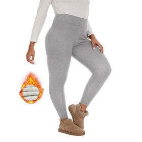 Fleece-lined Women's Warm Winter Thick Leggings (Option: Light Heather Gray-3XL)